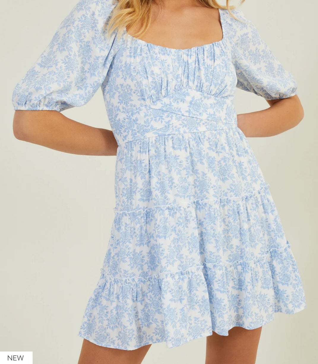 Trixxi Blue White Floral Dress